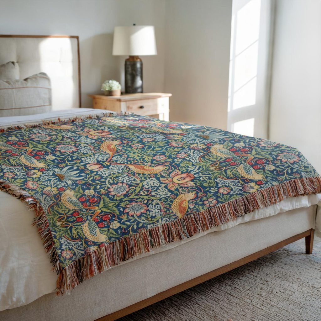 william morris strawberry thief blanket